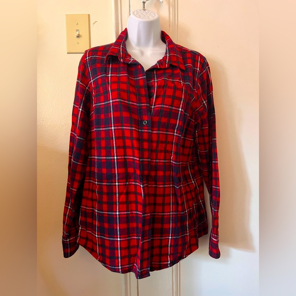 LL Bean red and navy flannel
